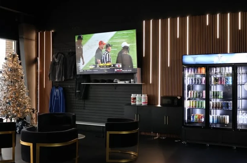 Fuel Fortress lounge with seating and refreshments