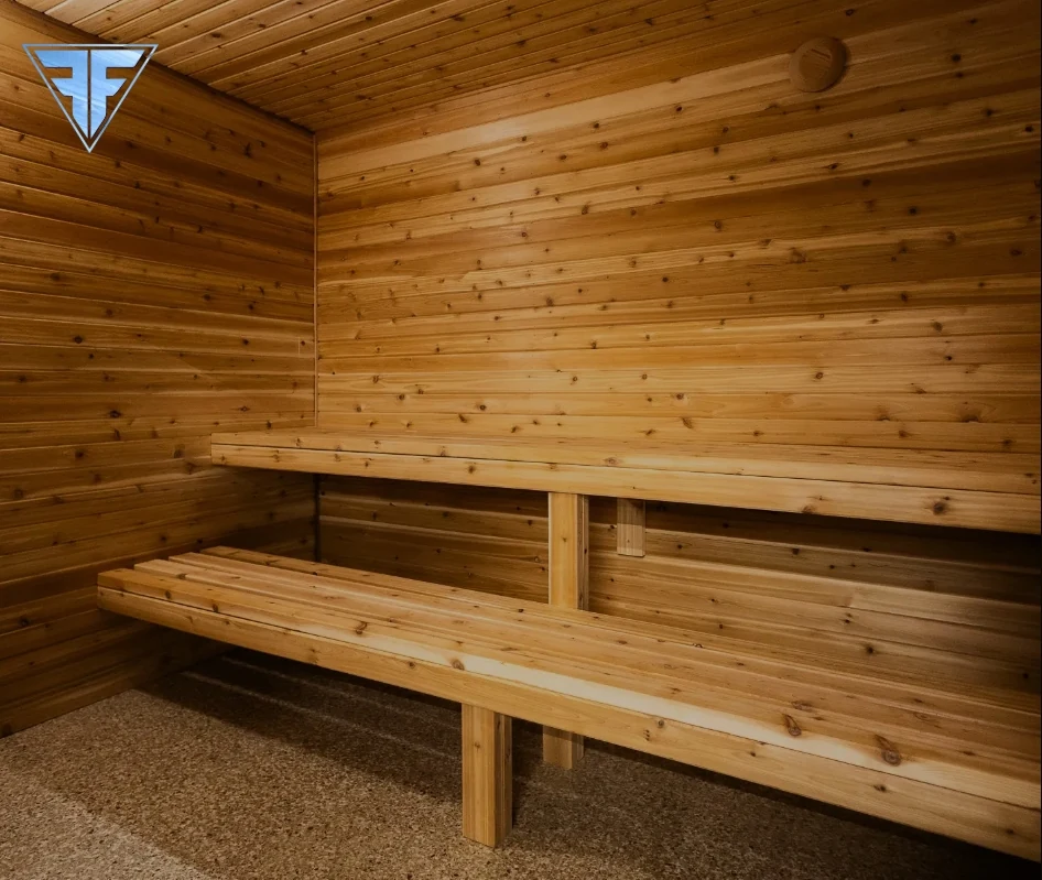 Private wooden sauna at Fuel Fortress Lexington